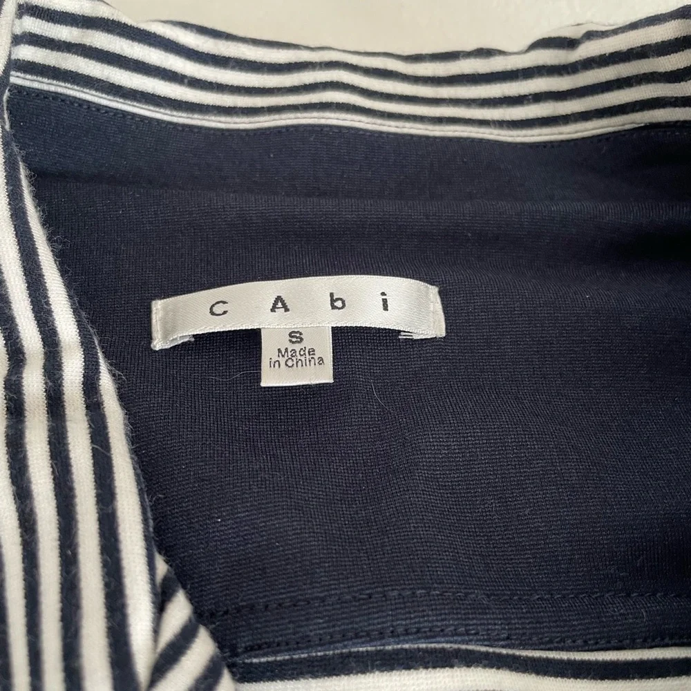 CAbi Sz S Life Jacket Navy Nautical Stripe Stretch Ponte Spring Cruise Vacation - Picture 13 of 17